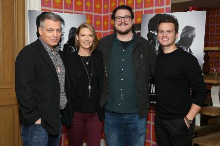 The stars of Mindhunter (From left to right): Holt McCallany as Bill Tench, Anna Torv as Dr. Wendy Carr, Cameron Britton as Ed Kemper, Jonathan Groff as Holden Ford